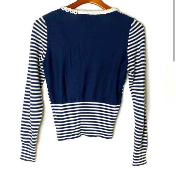 Anthropologie Sparrow Loose Lines navy white Striped Cardigan/S - Picture 4 of 9